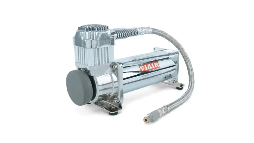 Air Lift 28in FLO Tank w/ Viair 444c Compressor (Incl. Fittings & Tank Mounting Hardware) - Back View