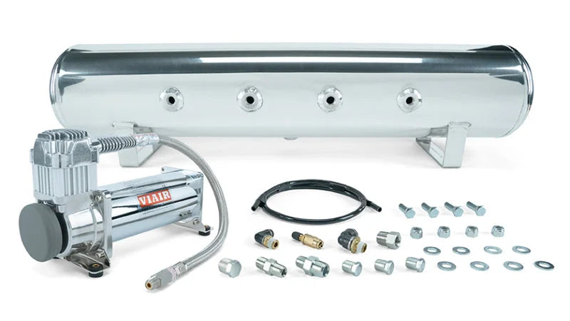 Air Lift 4 Gal. 7-Port Tank w/ Viair 444c Chrome Compressor (Incl. Fittings & Mounting Hardware) - Main Product View