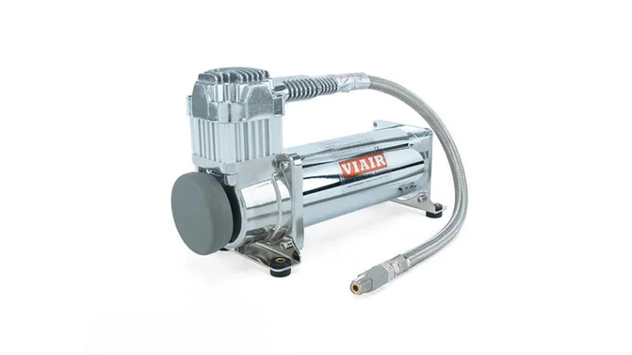 Air Lift 4 Gal. Polished Tank w/ Viair 444c Chrome Compressor (Incl. Fittings & Mounting Hardware) - Back View