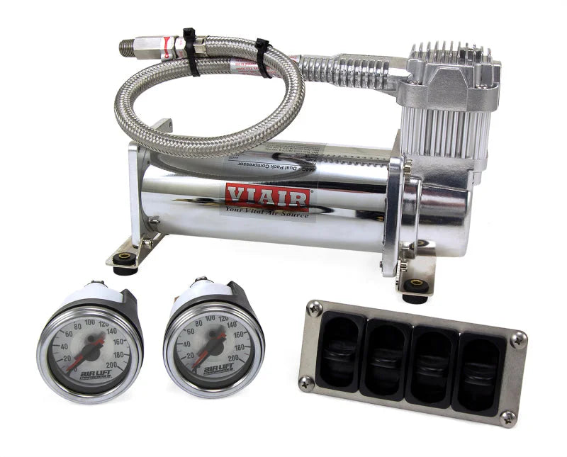 Air Lift 4-Way Manual Control System 100% Duty 1/4in Line 4 Gal. Tank. - Side View