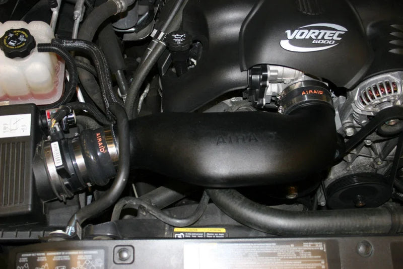 Airaid 05-06 Chevy / GMC / Cadillac 4.8/5.3/6.0L Airaid Jr Intake Kit - Dry / Red Media - Side View
