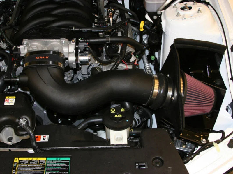 Airaid 05-09 Ford Mustang 4.6L Race Only (No MVT) MXP Intake System w/ Tube (Oiled / Red Media) - Side View