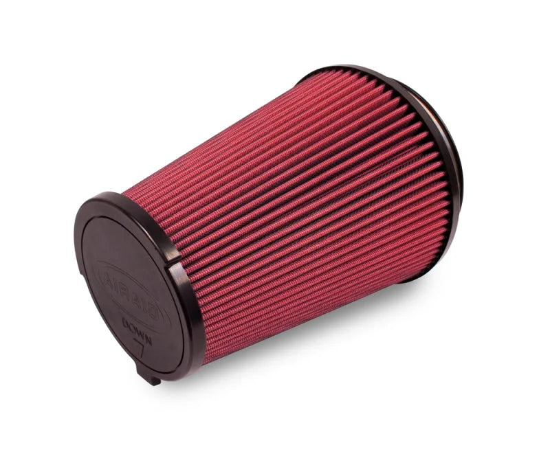 Airaid 10-14 Ford Mustang Shelby 5.4L Supercharged Direct Replacement Filter - Oiled / Red Media - Side View