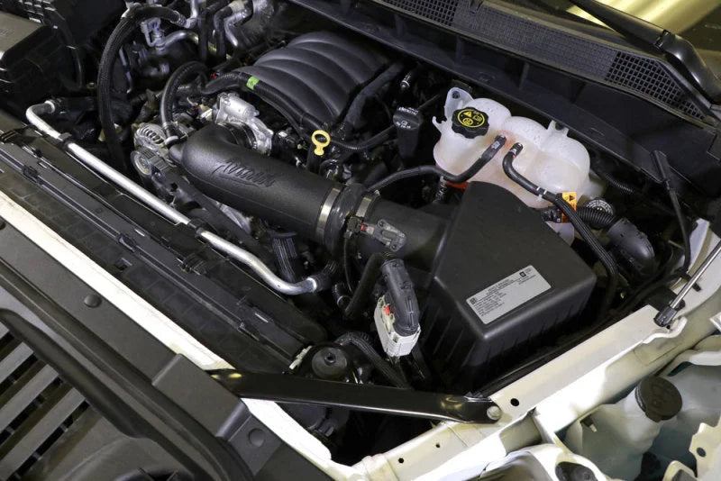 Airaid 19-20 Chevrolet Silverado 1500 V6-4.3L Jr Intake Kit - Oiled / Yellow Media - Side View