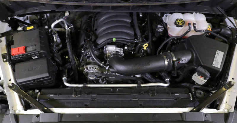 Airaid 19-20 Chevrolet Silverado 1500 V6-4.3L Jr Intake Kit - Oiled / Yellow Media - Back View