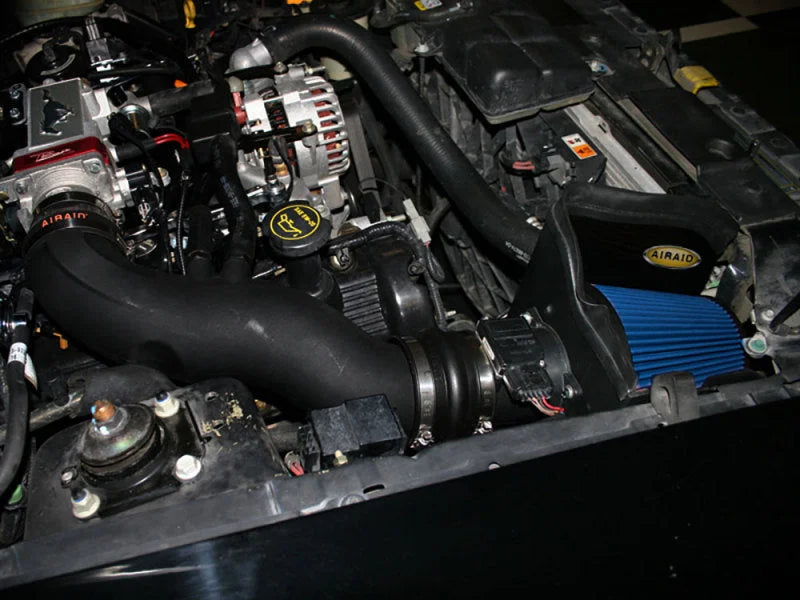 Airaid 99-04 Mustang GT MXP Intake System w/ Tube (Dry / Blue Media) - Side View