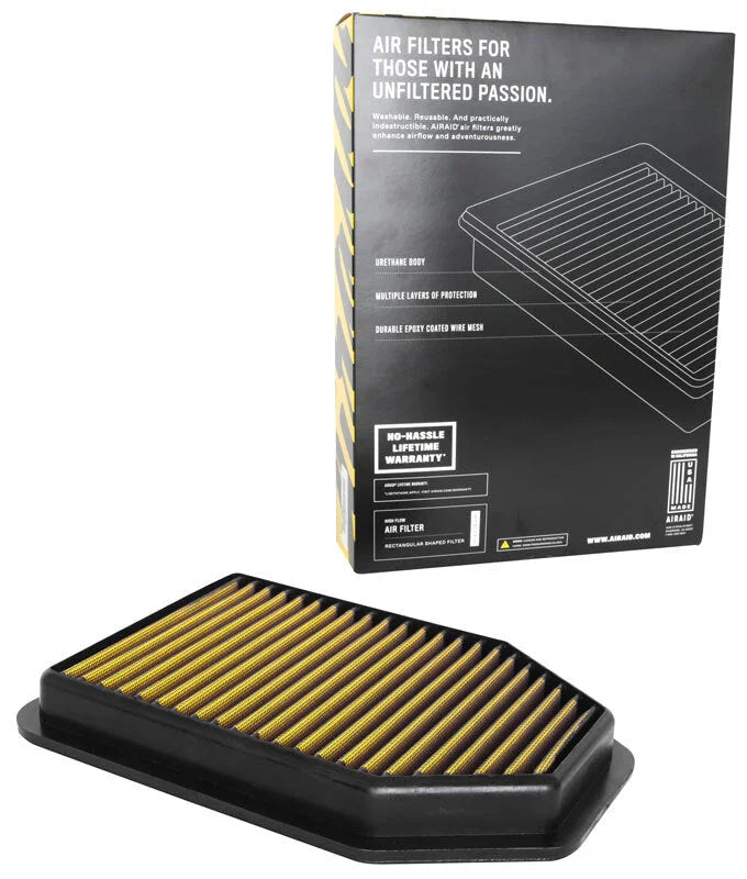 Airaid Direct Fit Replacement Air Filter - Yellow fits 2007-2018 Jeep Wrangler / Wrangler JK 3.8L V6 - Back View
