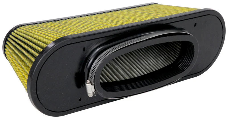Airaid Universal Air Filter - 8-5/8in FLG x 17-9/16x5-9/16in B x 15-1/16x3-1/16in T x 6in H - Side View