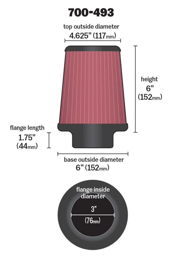 Airaid Universal Air Filter - Cone 3 x 6 x 4 5/8 x 6 - Installation View