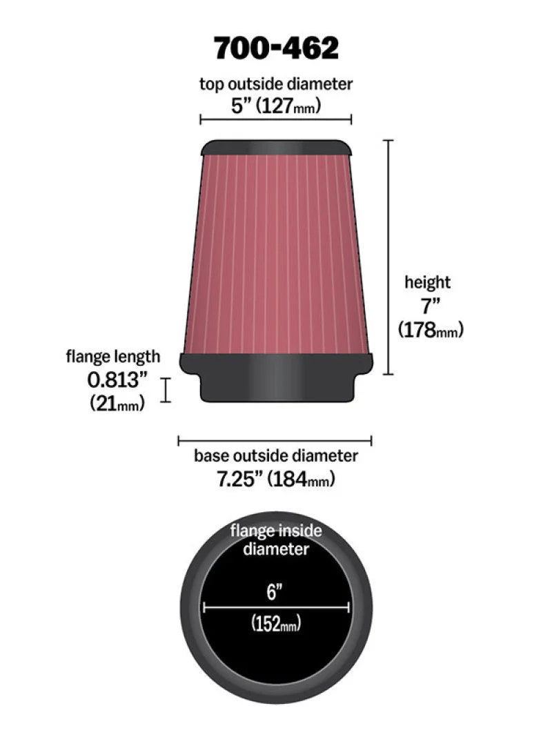 Airaid Universal Air Filter - Cone 6 x 7-1/4 x 5 x 7 - Additional View 10