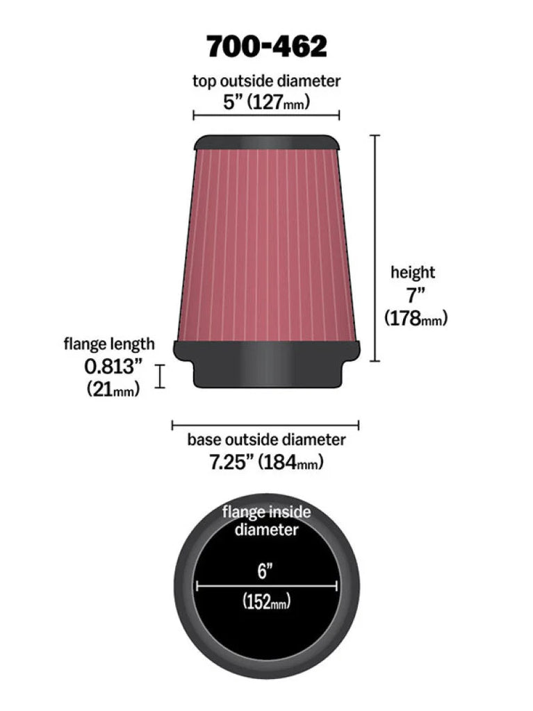 Airaid Universal Air Filter - Cone 6 x 7-1/4 x 5 x 7 - Additional View 10
