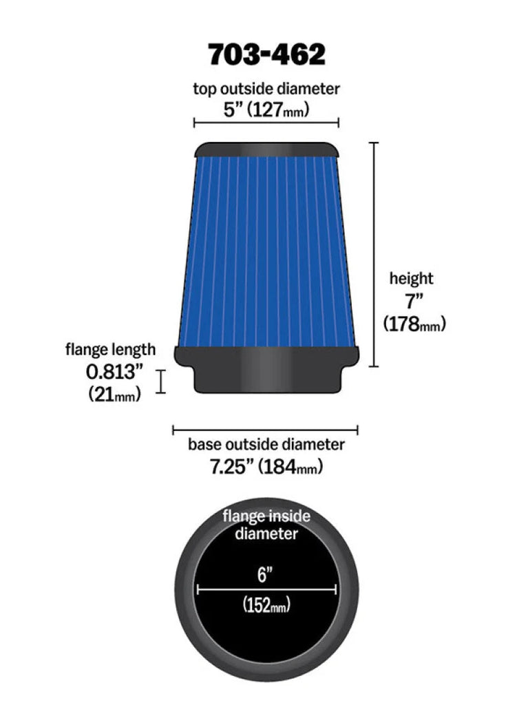 Airaid Universal Air Filter - Cone 6 x 7-1/4 x 5 x 7 - Additional View 8