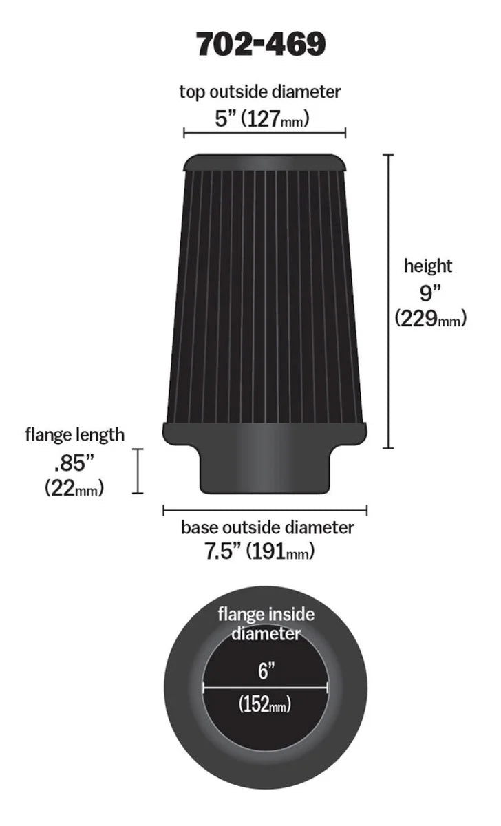 Airaid Universal Air Filter - Cone 6 x 7 1/4 x 5 x 9 - Blue SynthaMax - Additional View 11