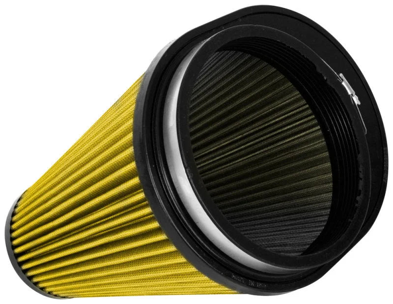 Airaid Universal Air Filter -Cone 6in FLG x 9-1/2x7-1/2in B x 6-3/8x3-3/4inTx 9-1/2in H - Synthaflow - Side View