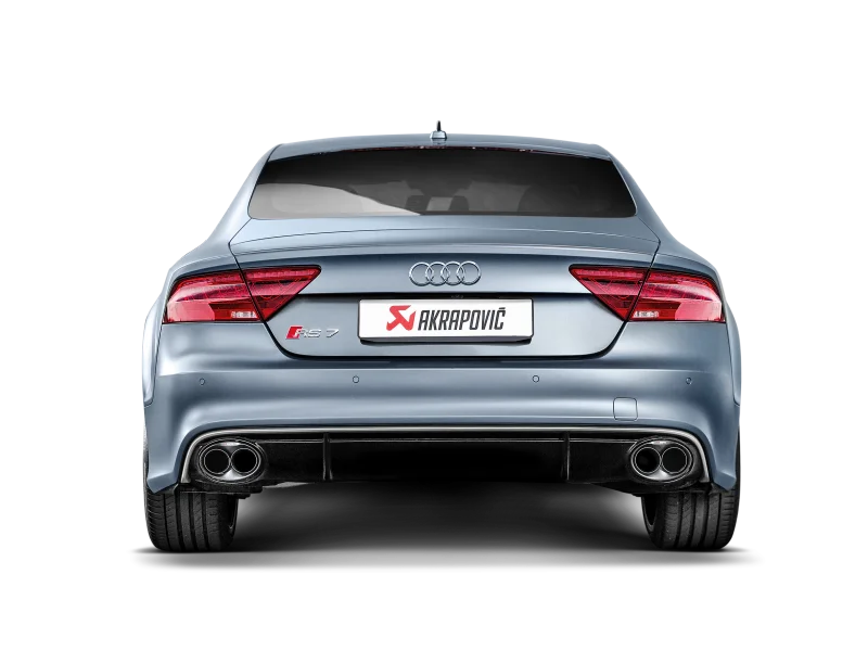 Akrapovic 14-17 Audi RS7 Sportback (C7) Evolution Line Cat Back (Titanium) w/ Carbon Tips - Back View