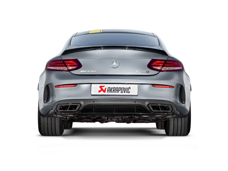 Akrapovic 16-17 AMG C63 Coupe Evolution Line Cat Back (Titanium) w/ Carbon Tips (Req. Link Pipe) - Side View