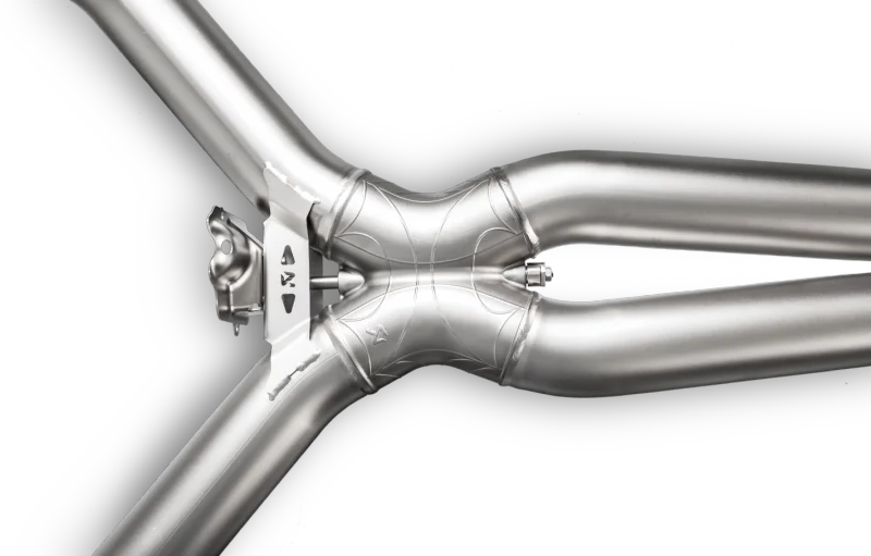 Akrapovic 16-17 AMG C63 Coupe Evolution Line Cat Back (Titanium) w/ Carbon Tips (Req. Link Pipe) - Installation View