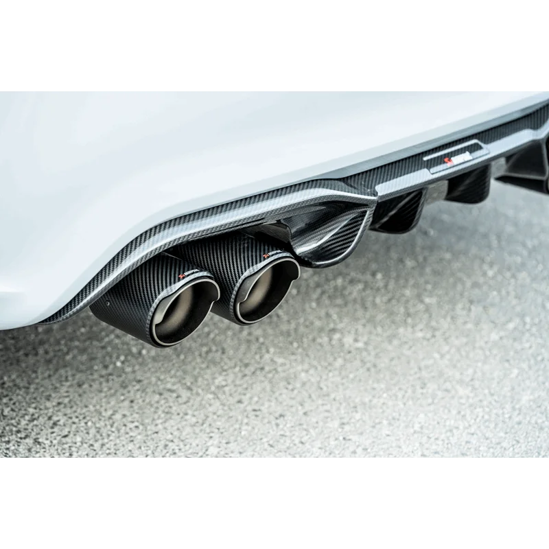 Akrapovic 2018+ BMW M2 Competition/M2 CS (F87N) Slip-On Line (Titanium) w/Carbon Fiber Tips - Side View