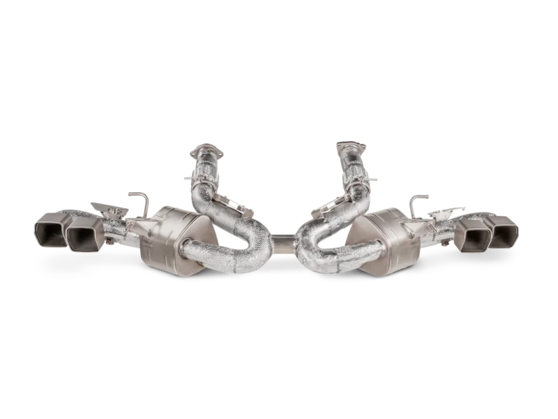 Akrapovic 2020 Chevrolet Corvette Stingray (C8) OPF/GPF Slip-On Line (Titanium) w/ Titanium Tips - Side View