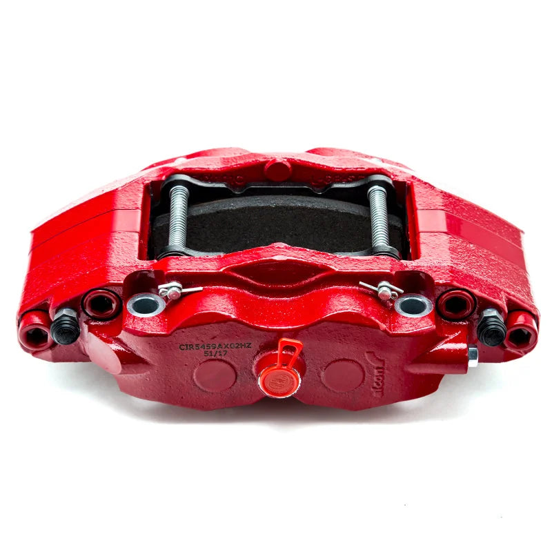 Alcon 2007+ Jeep JK w/ 6x5.5in Hub 357x32mm Rotor 4-Piston Red Calipers Front Brake Upgrade Kit - Side View