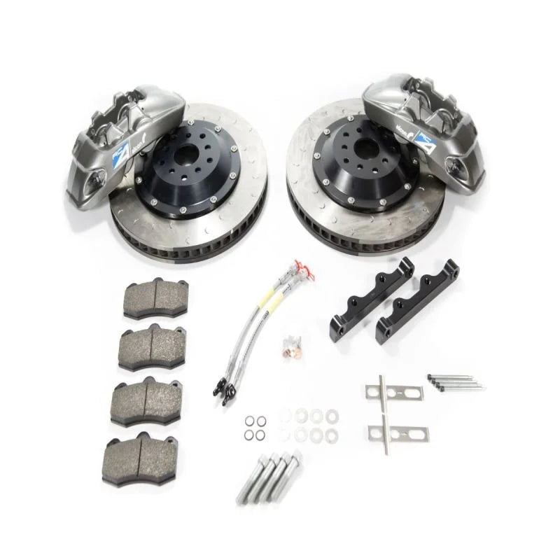 Alcon 2009+ Nissan GT-R R35 380x33mm Rotor 4 Piston Caliper RC4 Rear Axle Kit - Red - Side View
