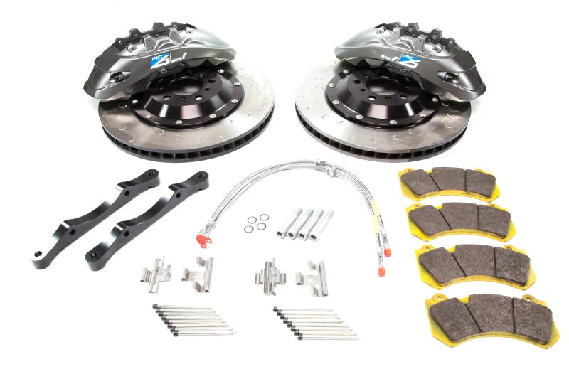 Alcon 2009+ Nissan GT-R R35 412x36mm Rotor 6 Piston Caliper RC6 Front Axle Kit - Grey - Side View