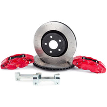 Load image into Gallery viewer, Alcon 2018+ Jeep JL 350x32mm Rotors 6-Piston Red Calipers Front Brake Upgrade Kit - Side View