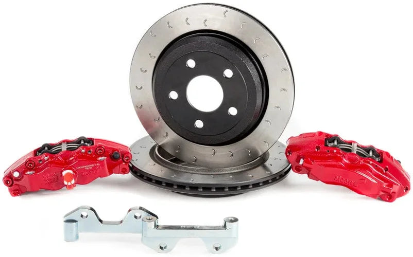 Alcon 330x22mm Rotors 4-Piston Calipers Rear Brake Kit (Includes Brake Lines) - Side View