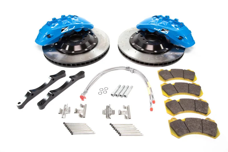 Alcon 412x36mm Rotor 6 Piston Caliper RC6 Front Axle Kit - Sky Blue fits 2009-2021 Nissan GT-R R35 - Side View