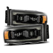 Load image into Gallery viewer, AlphaRex 02-05 Dodge Ram 1500 LUXX LED Proj Headlights Alpha Black w/Activ Light/Seq Signal - Main Product View