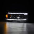 Load image into Gallery viewer, AlphaRex 02-05 Dodge Ram 1500 LUXX LED Proj Headlights Plank Style Black w/Activ Light/Seq Signal - Back View
