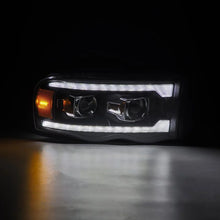 Load image into Gallery viewer, AlphaRex 02-05 Dodge Ram 1500 PRO-Series Projector Headlights Plank Style Black w/Seq Signal - Back View