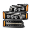 Load image into Gallery viewer, AlphaRex 03-06 Chevy Silverado 1500/2500HD/3500HD/Avalanche Black NOVA LED Proj Headlights - Main Product View