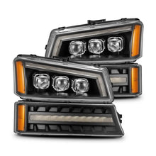 Load image into Gallery viewer, AlphaRex 03-06 Chevy Silverado 1500/2500HD/3500HD/Avalanche Black NOVA LED Proj Headlights - Main Product View