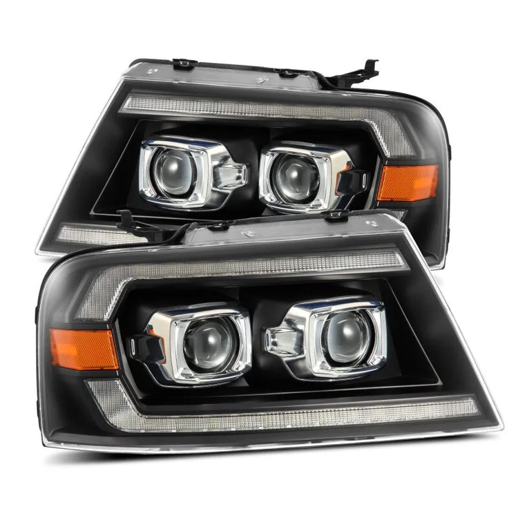 AlphaRex 04-08 Ford F-150 (No 2004 Heritage) LUXX-Series LED Proj HL Alpha-Blk w/Actv Lgt / Seq. Sig - Main Product View