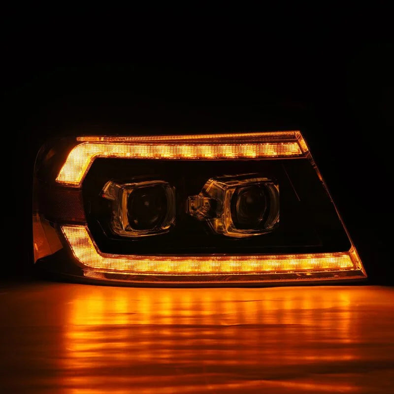 AlphaRex 04-08 Ford F150 PRO-Series Projector Headlights Alpha-Black w/ Sequential Signal and DRL - Side View