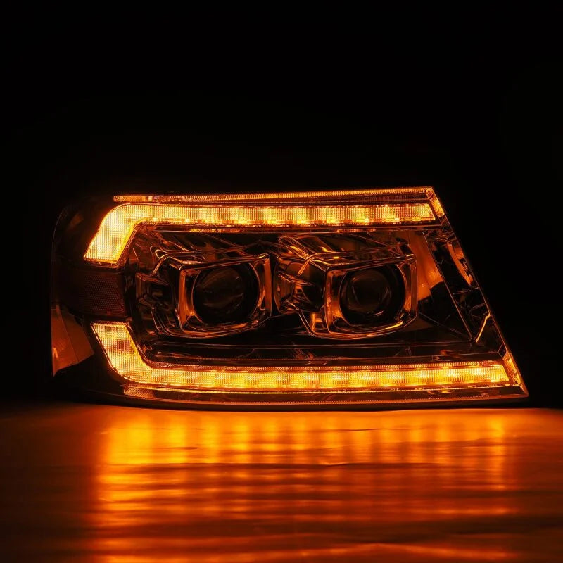 AlphaRex 04-08 Ford F150 PRO-Series Projector Headlights Black w/ Sequential Signal and DRL - Installation View