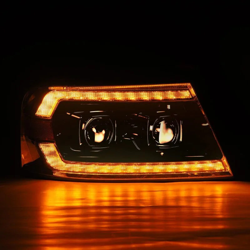 AlphaRex 04-08 Ford F150 PRO-Series Projector Headlights Chrome w/ Sequential Signal and DRL - Installation View