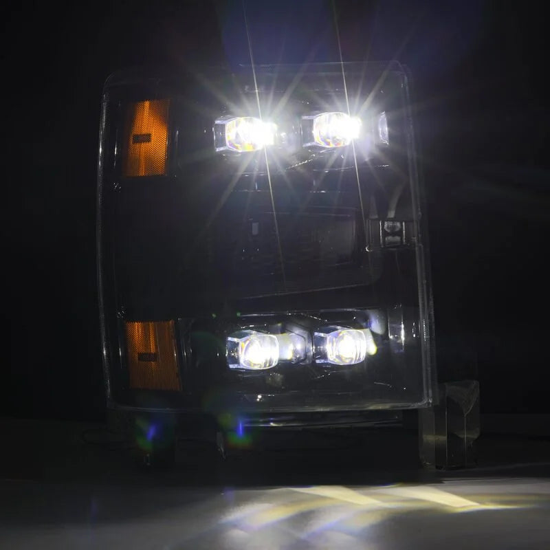 AlphaRex 04-15 Chevy 1500 NOVA-Series LED Proj Headlights Alpha BL w/Activ Light/Seq Signal & SB DRL - Side View