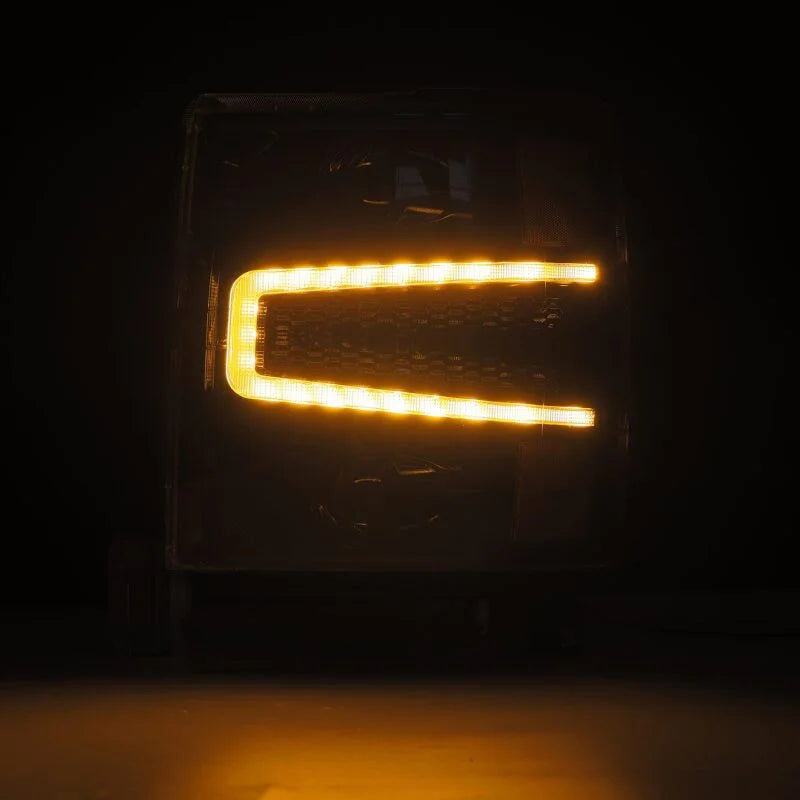 AlphaRex 04-15 Chevy 1500HD LUXX LED Proj Headlights Alpha-Black w/Seq Activation Light / Seq Signal - Back View