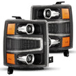 Load image into Gallery viewer, AlphaRex 04-15 Chevy 1500HD LUXX-Series LED Proj Headlights Black w/Activ Light/Seq Signal - Main Product View