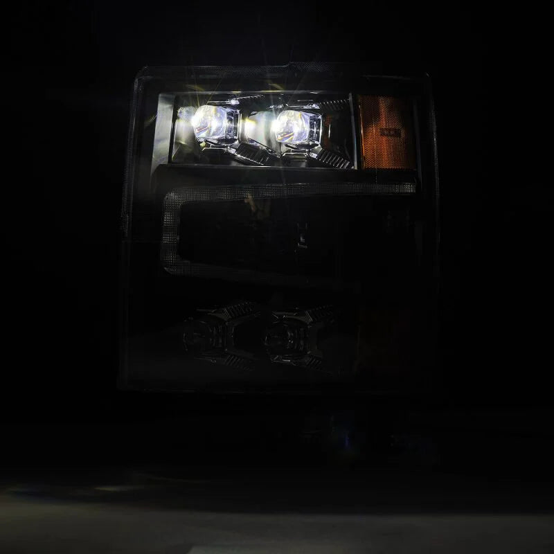 AlphaRex 04-15 Chevy 1500HD NOVA-Series LED Proj Headlights Black w/Activ Light/Seq Signal & SB DRL - Back View
