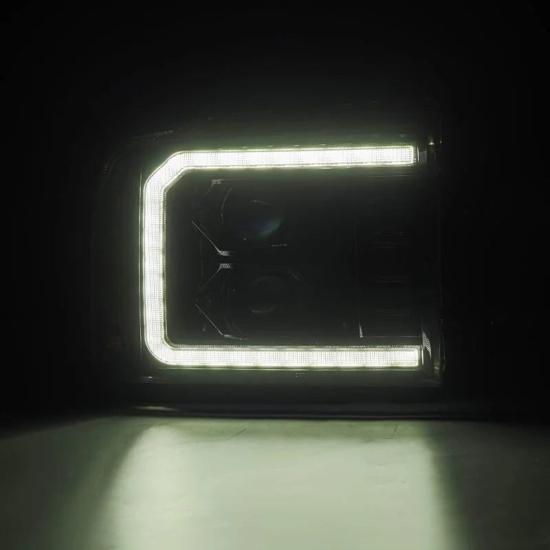 AlphaRex 05-07 Ford F250-550 PRO-Series Projector Headlights Alpha-Black - Back View
