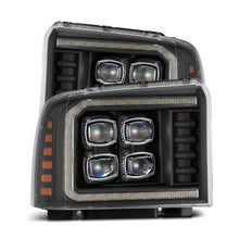 Load image into Gallery viewer, AlphaRex 05-07 Ford F250/350/450/550 Super Duty NOVA LED Proj HL Blk w/Actv Light &amp; Seq Sig + SB DRL - Main Product View