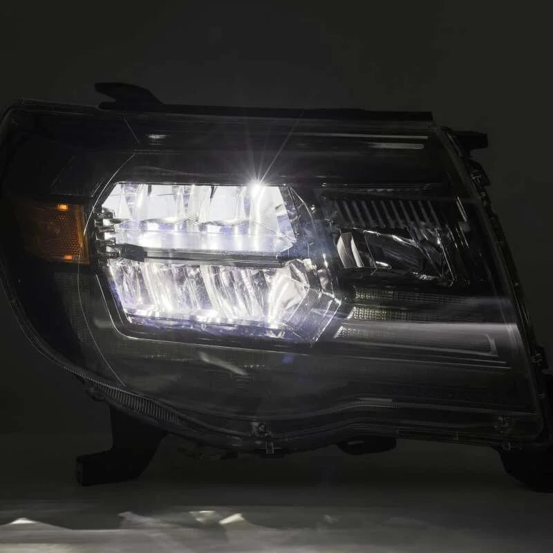 AlphaRex 05-11 Toyota Tacoma LUXX Crystal Headlights Plank Style Design Black w/Activation Light/DRL - Side View