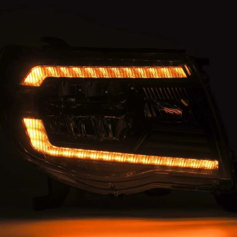AlphaRex 05-11 Toyota Tacoma LUXX Crystal Headlights Plank Style Design Black w/Activation Light/DRL - Back View