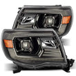 Load image into Gallery viewer, AlphaRex 05-11 Toyota Tacoma LUXX LED Projector Headlights Plank Style Alpha Black w/Activ Light/DRL - Main Product View