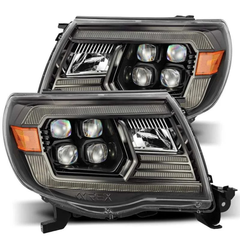 AlphaRex 05-11 Toyota Tacoma NOVA LED Projector Headlights Plank Style Black w/Activation Light/DRL - Main Product View
