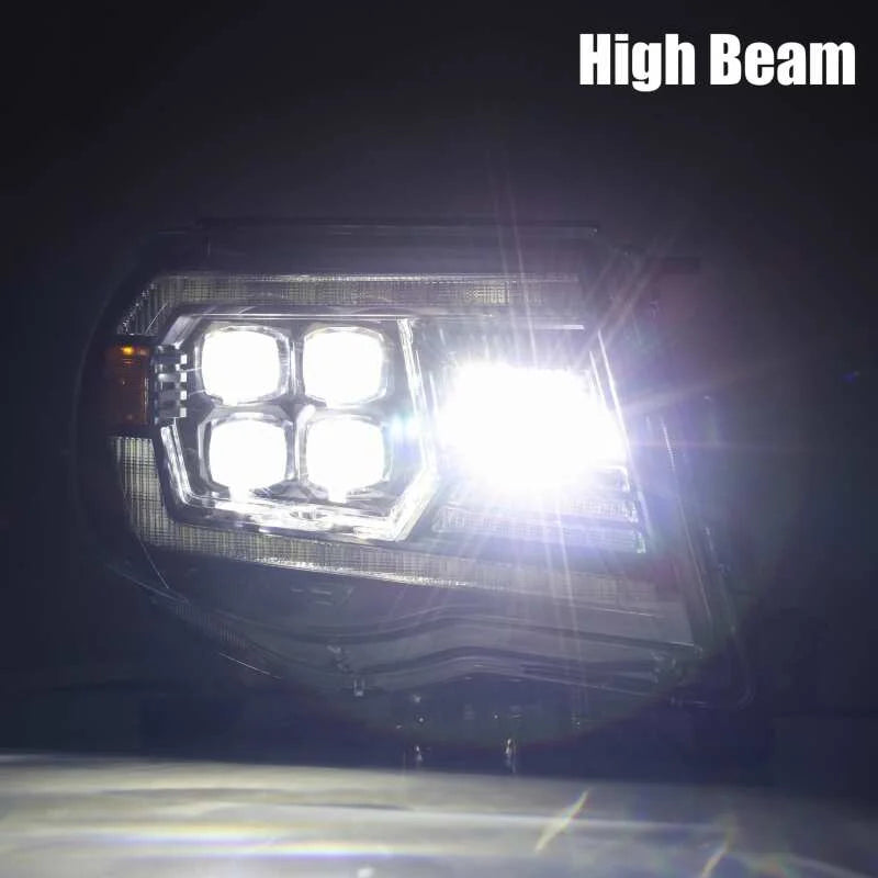AlphaRex 05-11 Toyota Tacoma NOVA LED Projector Headlights Plank Style Black w/Activation Light/DRL - Side View