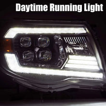 Load image into Gallery viewer, AlphaRex 05-11 Toyota Tacoma NOVA LED Projector Headlights Plank Style Black w/Activation Light/DRL - Installation View